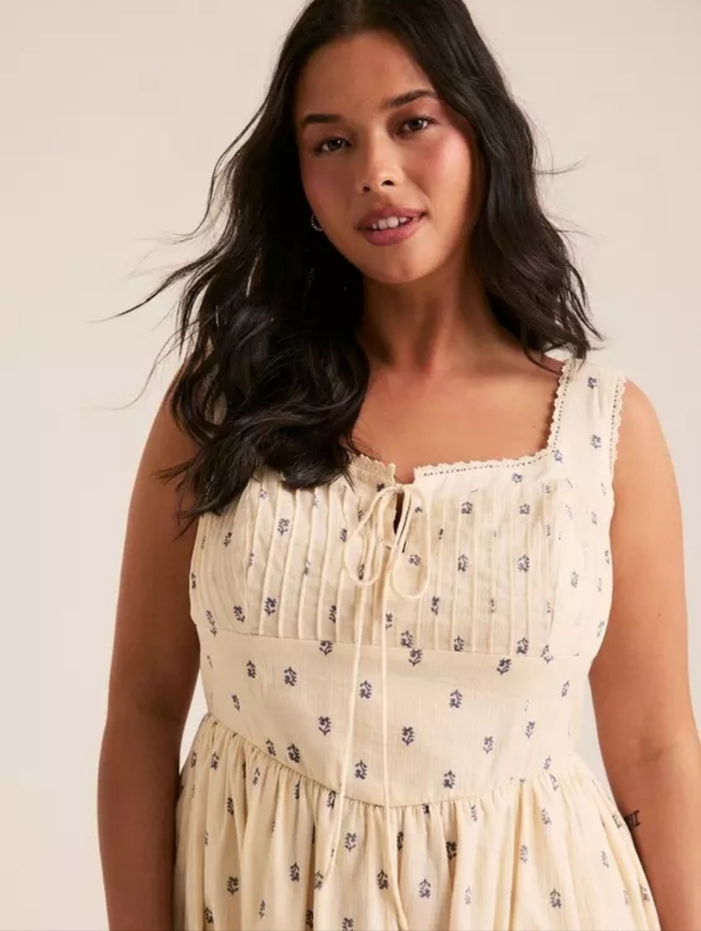 Torrid Festi Ivory Tie-Front Tiered Sleeveless Boho Dress Plus Size 1X Nwt - Picture 5 of 6
